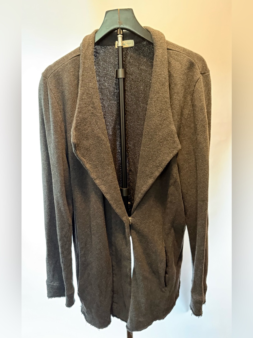 Stem by Nordstrom Organic Cotton French Terry Blazer Cardigan Jacket, Charcoal